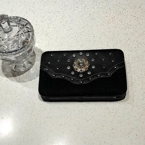 Rhinestone Studded Black felt Wallet